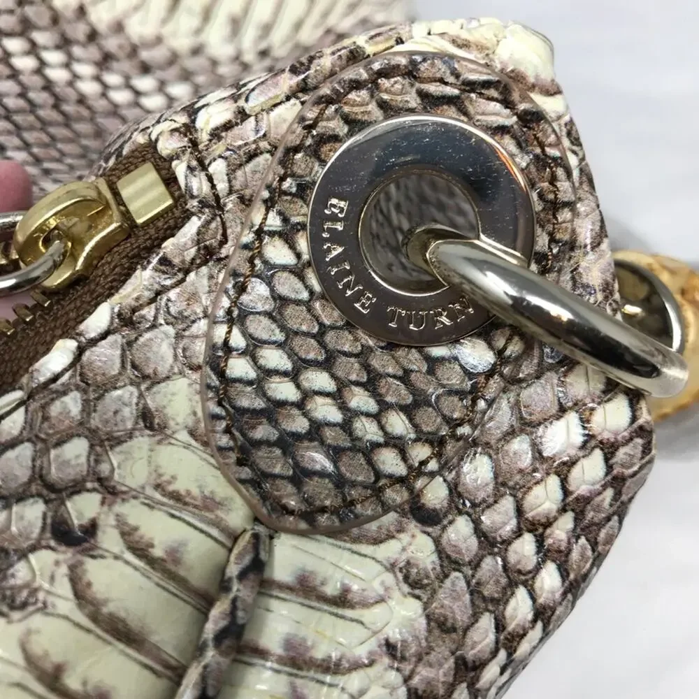 Elaine Turner “Stacy” Hobo Bag-Striped Python-New With Tags-Dust Bag-Leather